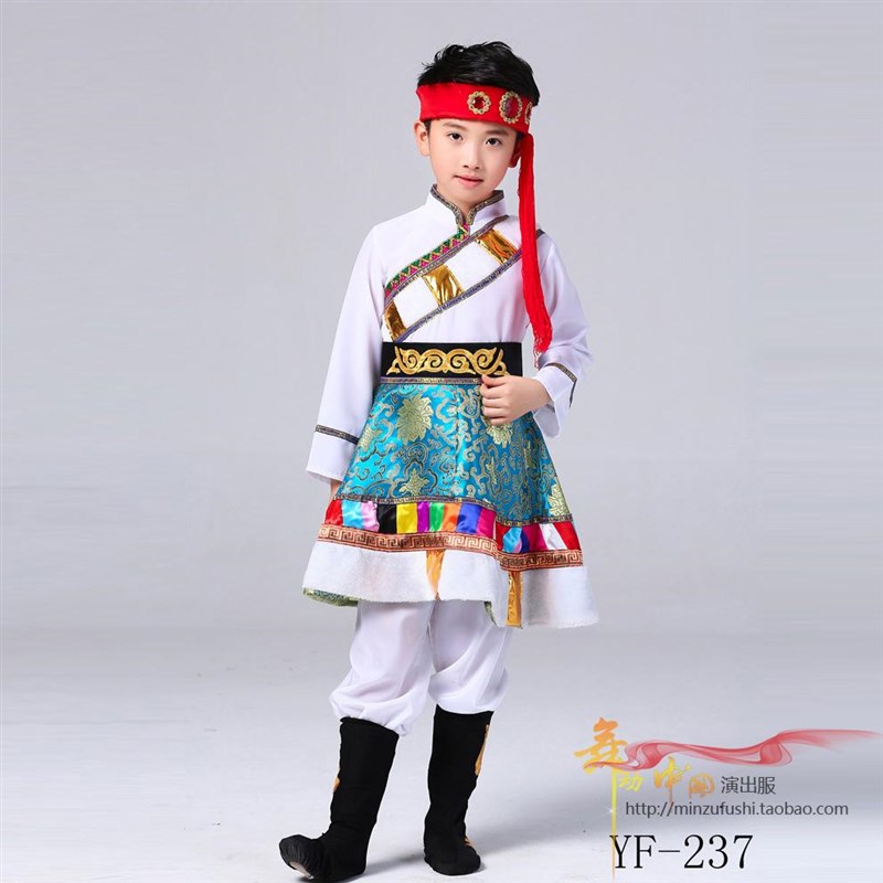 小众高货儿童藏族舞蹈服男童西藏少数民族演出服装新款少儿藏族舞