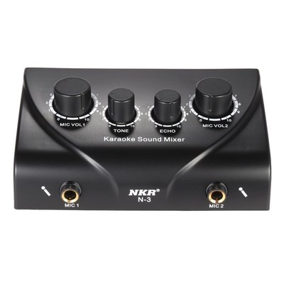Portable Karaoke Sound Audio Stereo Echo Mixer Dual Micropho