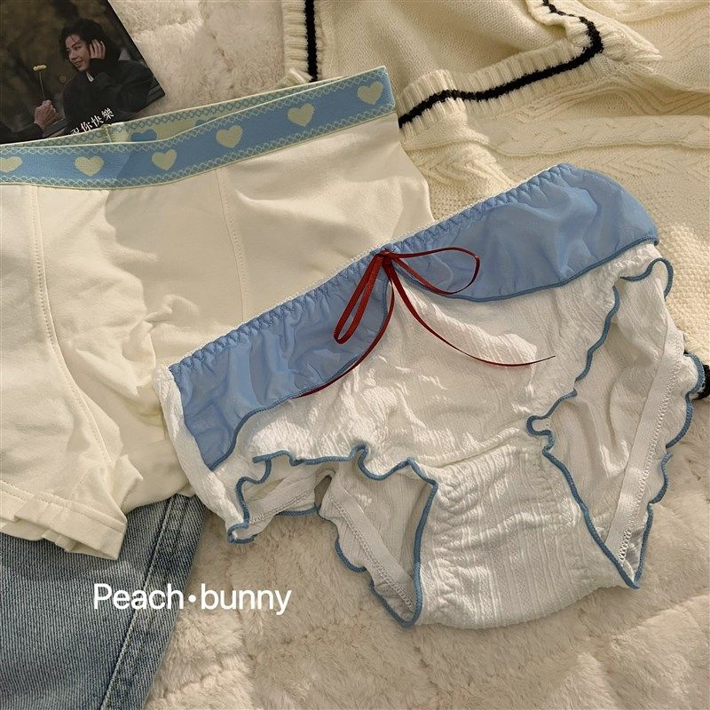 甜美纯欲情侣内裤一男一女新款潮流中腰全棉可爱三角裤,女士内衣/男士内衣/家居服,平角裤,淘宝优惠券,粉丝福利购,淘宝优惠卷