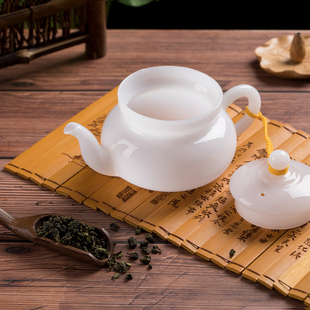 功夫茶壶白玉瓷家用办公玻璃耐热陶瓷公道杯紫砂养生泡茶壶盖子潮