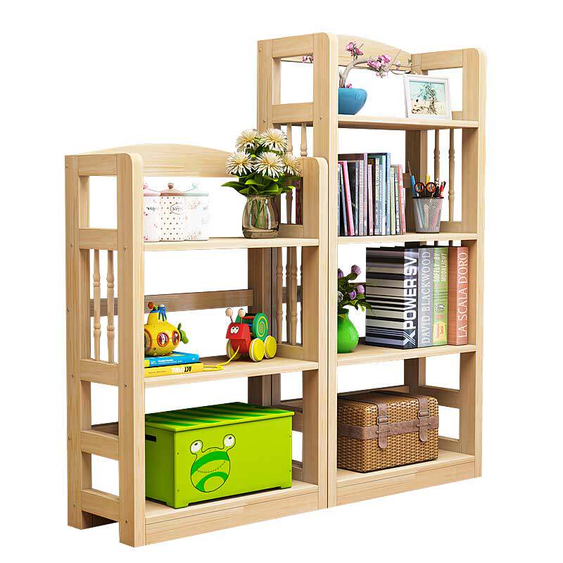 简易书架组合实木置物架现代简约创意落地学生儿童多层小书柜书架