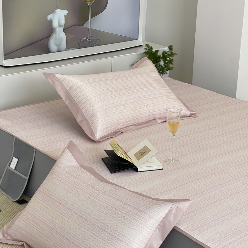 夏季凉感冰丝凉席三件套简约肌理纹提花可水洗折叠软席子床笠式,床上用品,冰丝席,淘宝优惠券,粉丝福利购,淘宝优惠卷