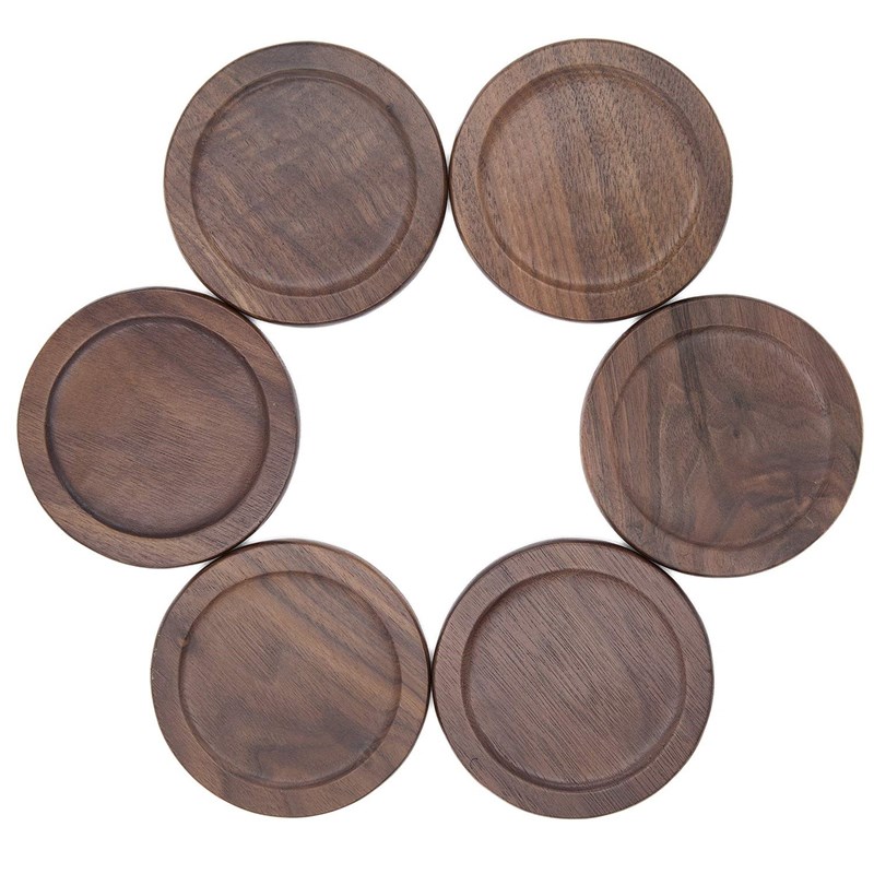 High Class Japan Style Black Walnut Table Coaster 7pcs Wood