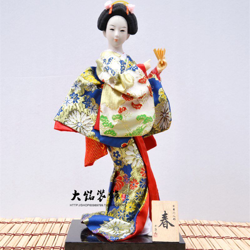 特价12寸日本人偶日式和服娃娃木偶人形艺妓装饰摆件家居工艺品