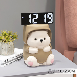 创意熊摆件数字电子摆台轻奢客厅电视柜酒柜家居装饰品床头柜时钟