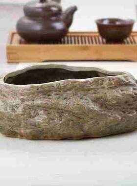 仿石鱼缸迷你小鱼缸小型桌面创意景观J办公室微生态鱼缸睡莲盆