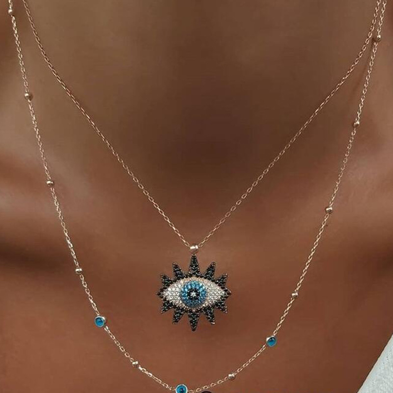 速发Vintage Fashion Evil Eye Necklace Pendant Clavicle Chain