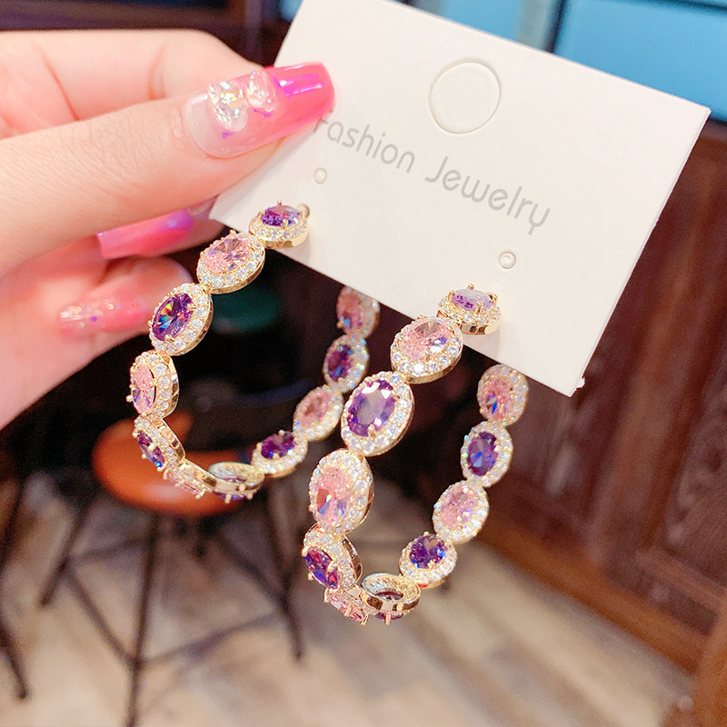 2022年新款潮网红水晶大圆环耳环耳圈女高级感法式气质圆圈圈耳坠,饰品/流行首饰/时尚饰品新,耳环,淘宝优惠券,粉丝福利购,淘宝优惠卷