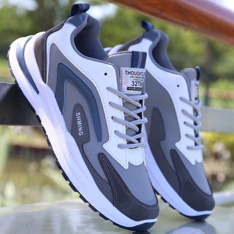 男鞋百搭秋冬季防水皮面运动鞋韩版潮流休闲软底防滑男士跑步鞋子,流行男鞋,时尚休闲鞋,淘宝优惠券,粉丝福利购,淘宝优惠卷