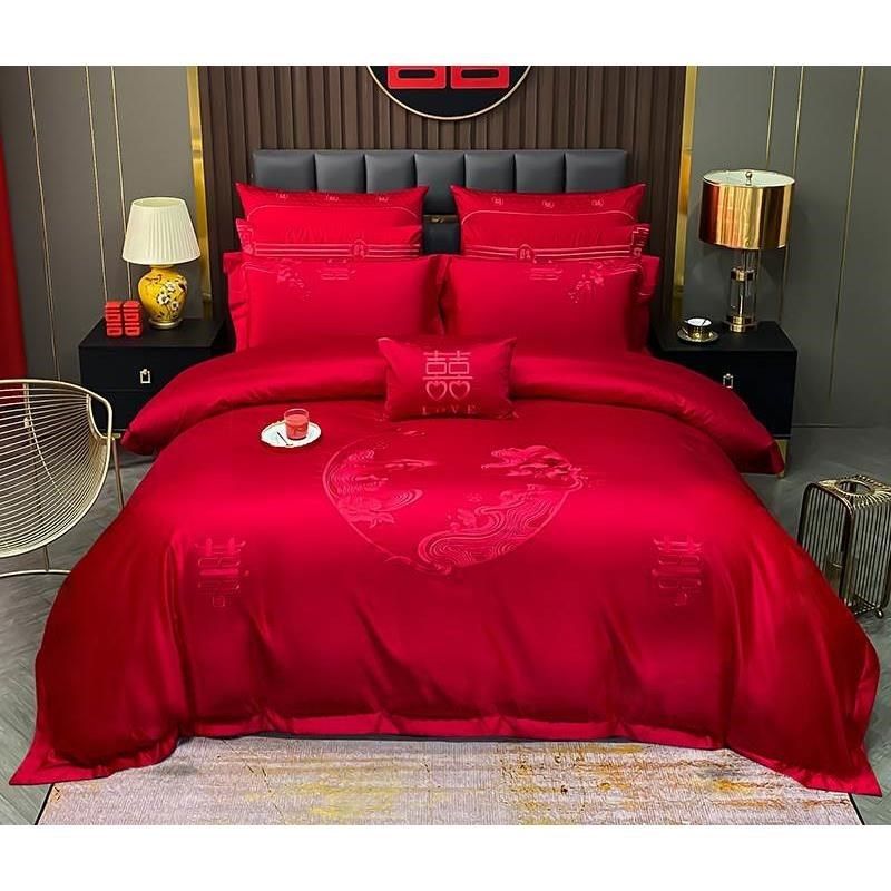 A类高支长绒棉时尚大红婚庆结婚I床上用品床单床笠四件套,床上用品,婚庆床品套件,淘宝优惠券,粉丝福利购,淘宝优惠卷