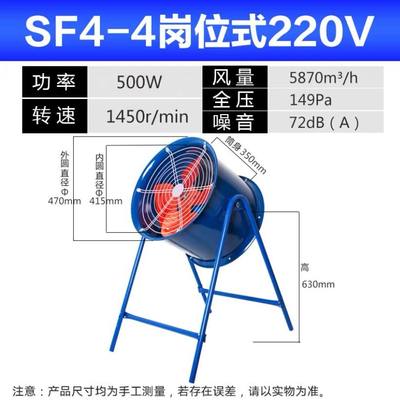 岗位式轴流风机220V工业排气扇大功率排风扇380VT养殖场管道抽风