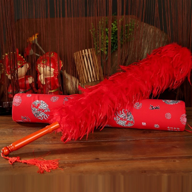 新款 婚庆用品 结婚新娘陪嫁新娘红色鸡毛掸子家用不掉毛直销