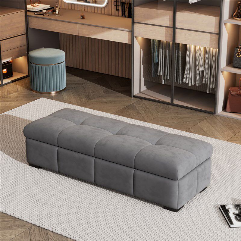 奶油风储物床尾凳意式衣帽间沙发凳极简收纳换鞋凳休息长条凳脚踏,收纳整理,收纳凳,淘宝优惠券,粉丝福利购,淘宝优惠卷