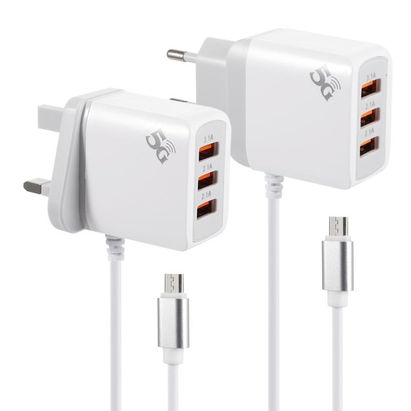 Multiple 3 Ports USB Charger 5V 3.1A USB Wall Power Adapter