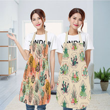 and patternG linen Monerd siople plant apron cactus cmtton