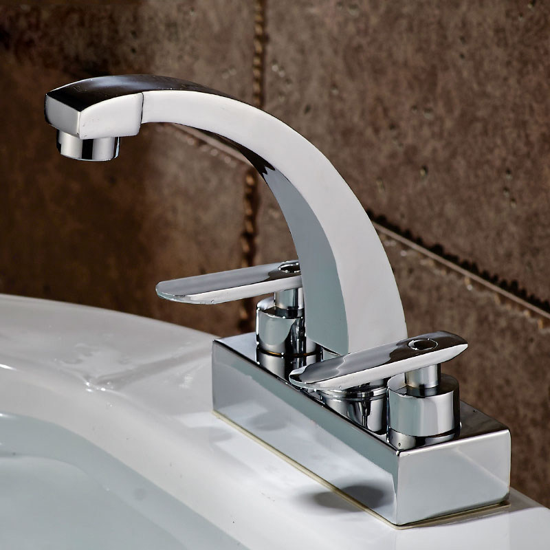 卫生间双孔水龙头冷热面盆洗脸盆三孔双开关冷暖水嘴水笼头老式盆