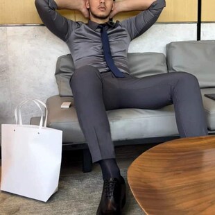 商务丝袜锦纶油光镜面正装袜男士薄款双装长筒纯色黑色2袜长袜