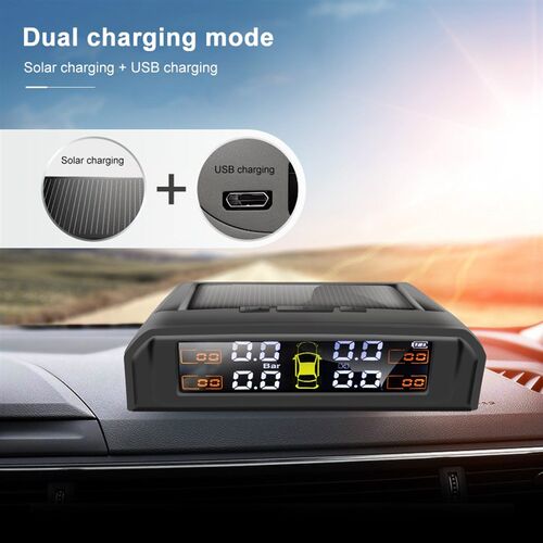 TPMS Solar Power TPMS Car Tire Pressure Alarm Monitor Auto S