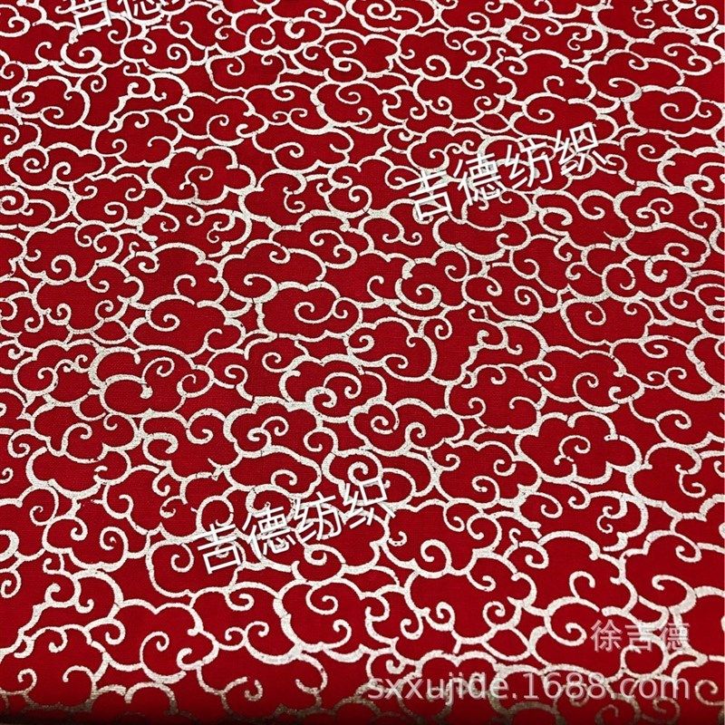 日式和风烫d金布 (云纹)全棉和风印花布料 旗袍汉服鞋帽箱包面料