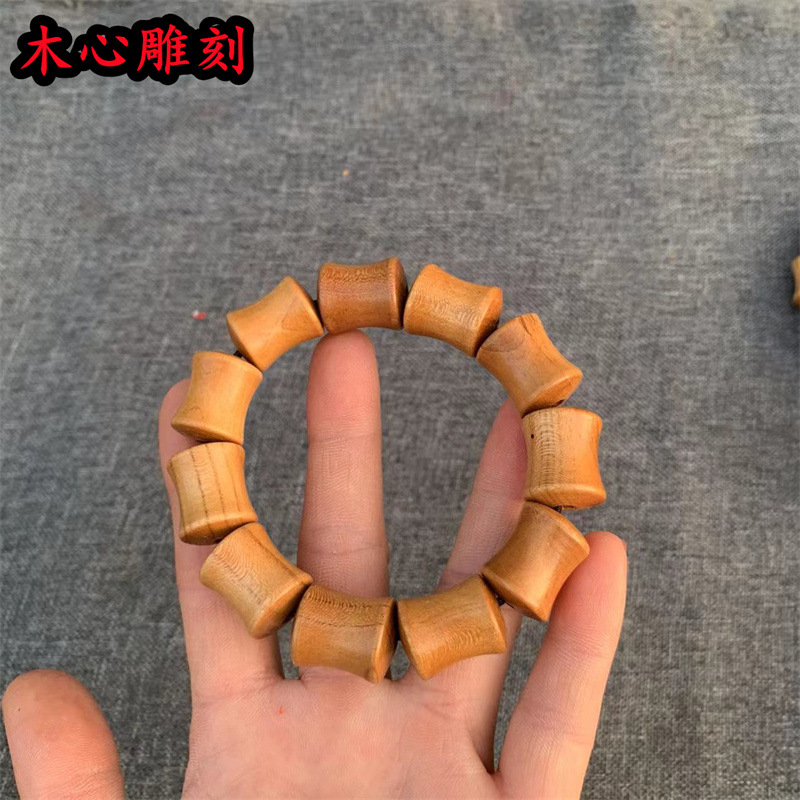 桃木手串桃木竹节手串男士文玩手串工X艺礼品摆饰
