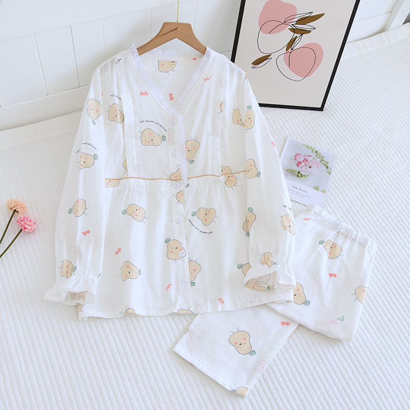 夏季月子服六月份纱布春夏产后薄款孕妇睡衣产妇喂奶衣家居服