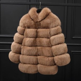 section 速发Fur stand medium fur length jacket female