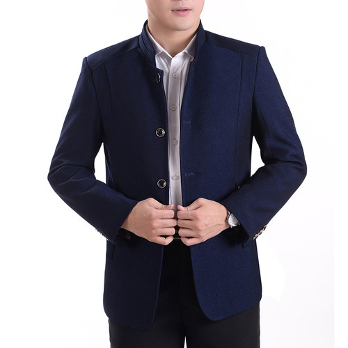 春秋装男士夹克休闲男装中年外套厚款中老年人夹克衫爸爸装男外衣