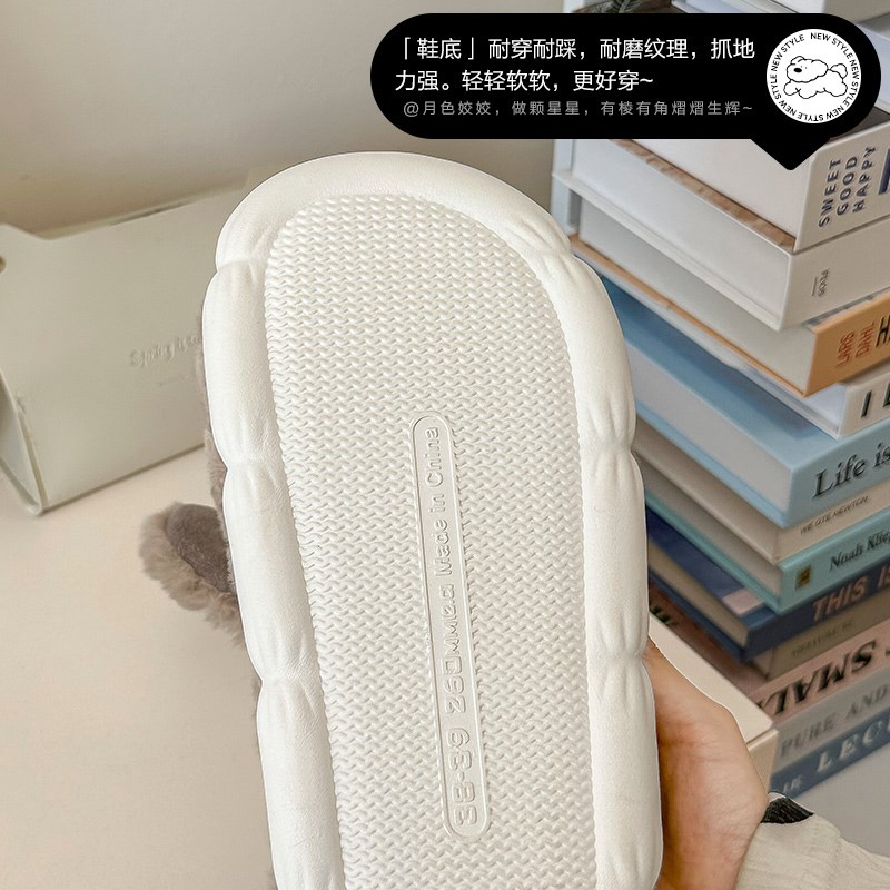 棉拖鞋男士冬季包跟保暖可爱室内家居防滑厚底外穿毛绒棉鞋男生冬