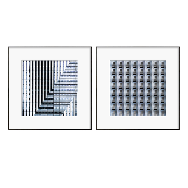 现代简约抽象线条建筑装饰画黑白灰工业风画几何空间卧室床头挂画图片