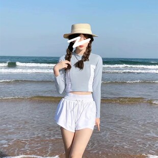 漂流穿的衣服女生泳衣保守成人女款女孩子游泳衣分体式2023新款夏