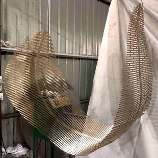 不锈钢镂空电镀树叶商场中庭吊饰大型落地装饰悬挂件艺术装置雕塑
