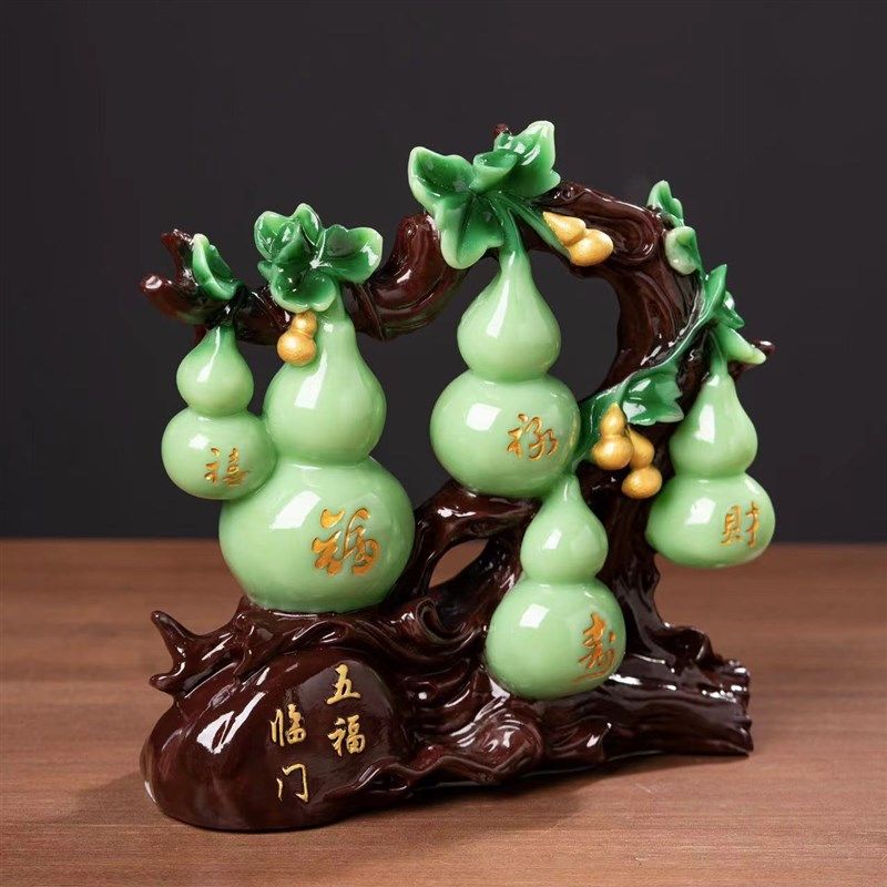五福临门招财玉葫芦摆件乔迁新居礼品客厅酒柜玄关办公室装饰品,家居饰品,桌面摆件,淘宝优惠券,粉丝福利购,淘宝优惠卷