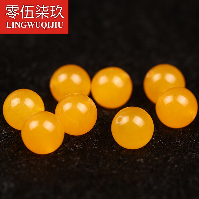现货天然黄玉髓圆珠散珠子单珠DIY手链串珠文玩佛珠X项链女隔珠配