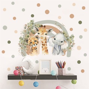 Cartoon African Animal Watercolor 极速Boho Giraffe Elephant