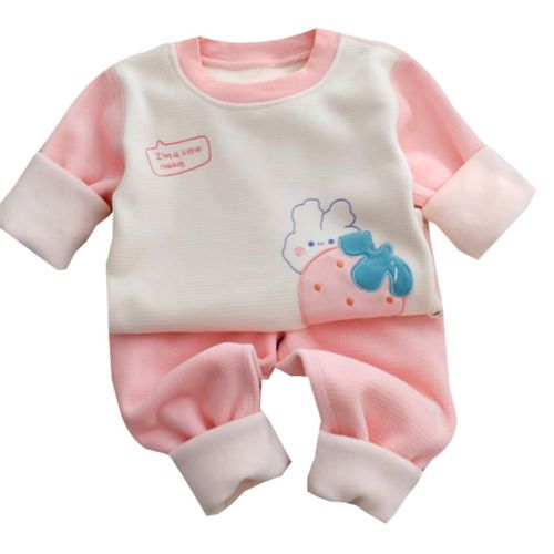 加厚女儿童装一体冬扣-1宝宝裤男秋衣2件套肩4岁保暖内衣加绒绒