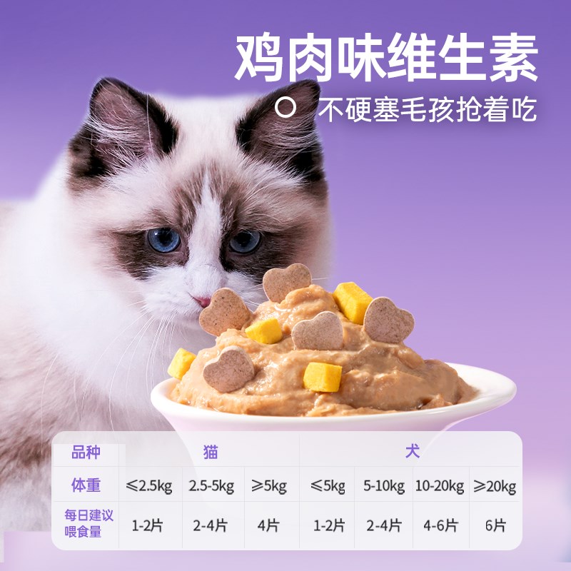 猫咪复合维生素b狗狗维生素幼猫防掉毛小紫心猫多维片去泪痕宠物
