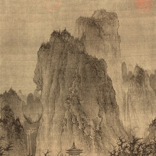 北宋李成 饰画56X111.4复制临摹 山水国画艺术微喷装 晴峦萧寺图