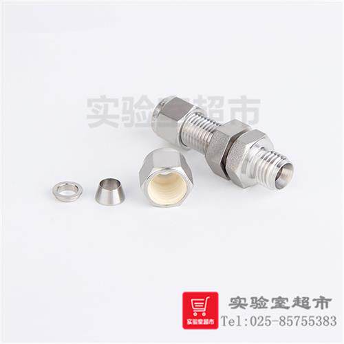 新品316L 不锈钢卡套穿板接头 卡套直通穿板 隔壁隔板双卡套二通