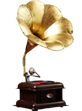 美式复古摆设样板房欧式装饰摆件模型留声机O酒柜家居铁艺别墅客