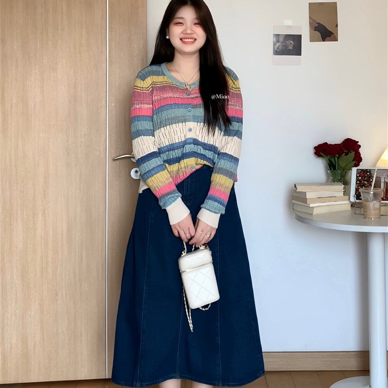 喵喵推荐 大码梨形微胖mm秋季休闲百搭显瘦a字牛仔半身裙女  0439,女装/女士精品,大码半身裙,淘宝优惠券,粉丝福利购,淘宝优惠卷