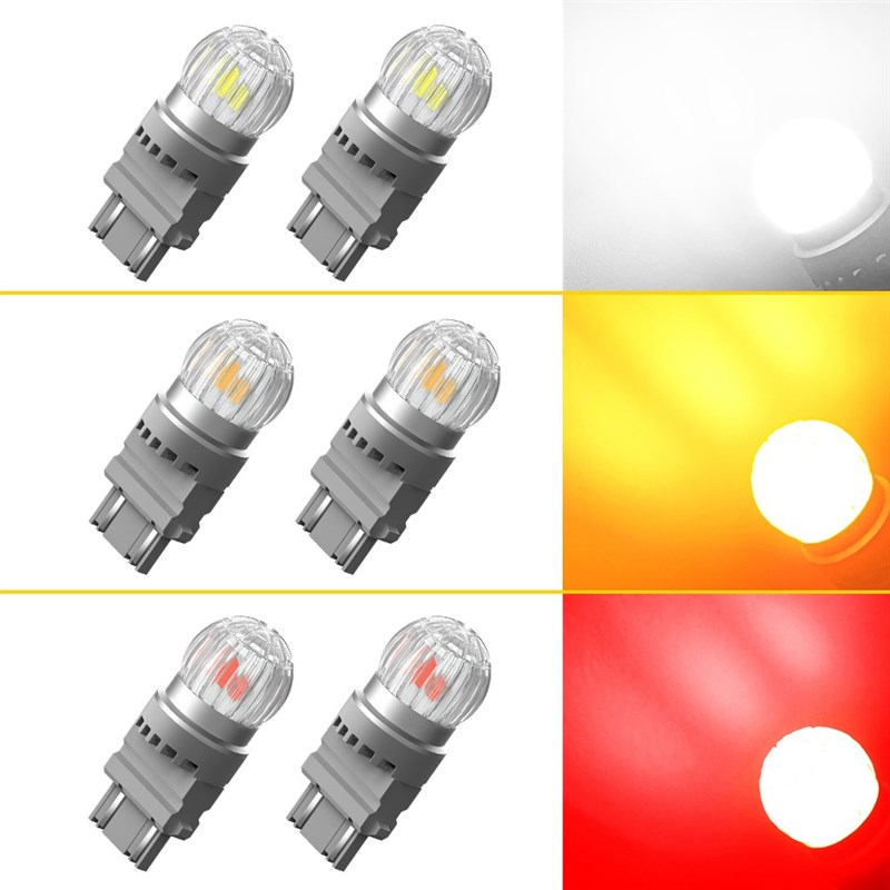 2Pcs T25 3157 P27W P27/7W LED Amber White Red 3030SMD 3156 L