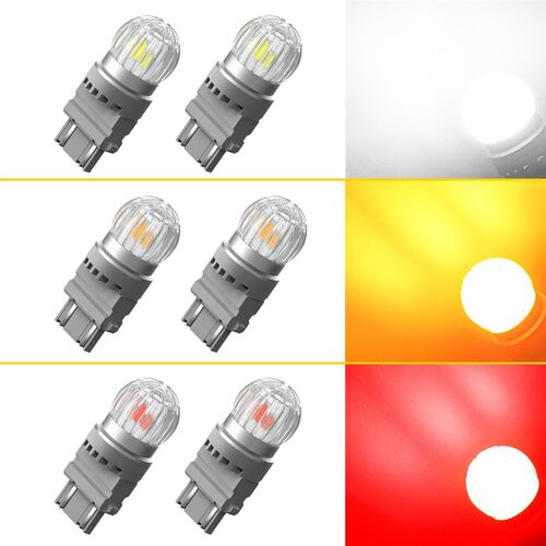 2Pcs T25 3157 P27W P27/7W LED Amber White Red 3030SMD 3156 L