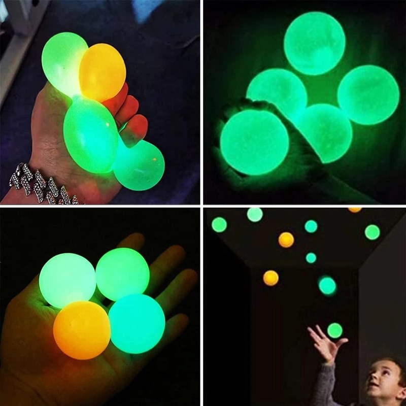 极速4Pcs Glow in The Dark Ceiling Balls Luminous Sticky Wall