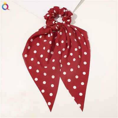 小众高货Fashion Print Bow Scrunchies Hair Ribbon for Women P
