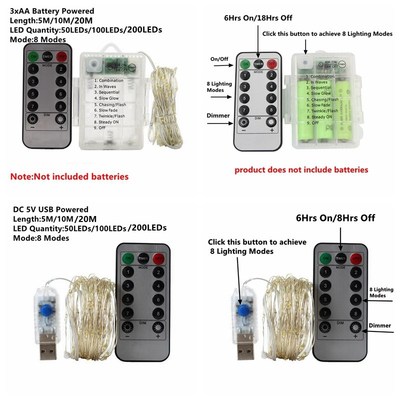 Fairy-Lights Timer Battery-Operated Remote-Control Christmas