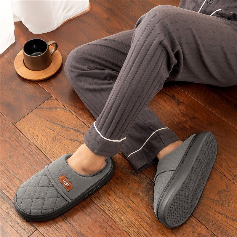 老人防滑棉拖鞋男款秋冬季2024新款室内家居防水保暖家用拖鞋女款