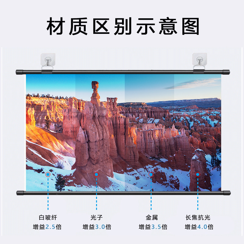 现货中国播掌门投影幕布无边框免打孔壁挂幕60/72/84U/100寸家用