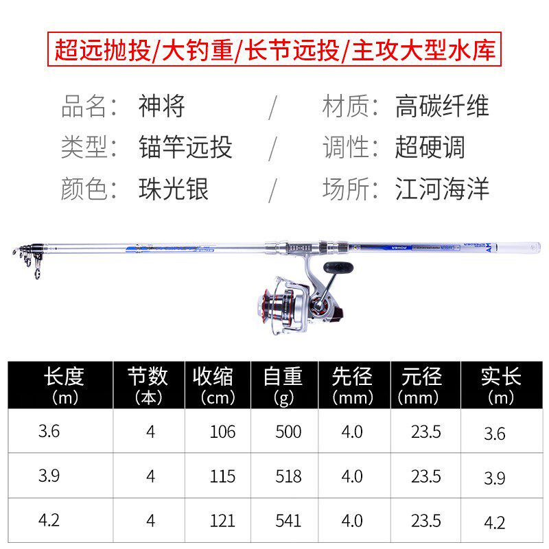 可视锚鱼竿锚杆套装超硬远投海杆抛竿钩鱼挂鱼鱼竿大物杆海竿