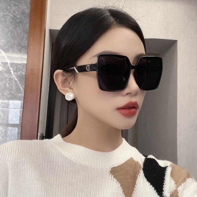 2023新款网红大框圆脸显瘦偏光墨镜女级感ins方形防晒太阳镜夏