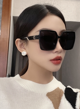 2023新款网红大框圆脸显瘦偏光墨镜女级感ins方形防晒太阳镜夏